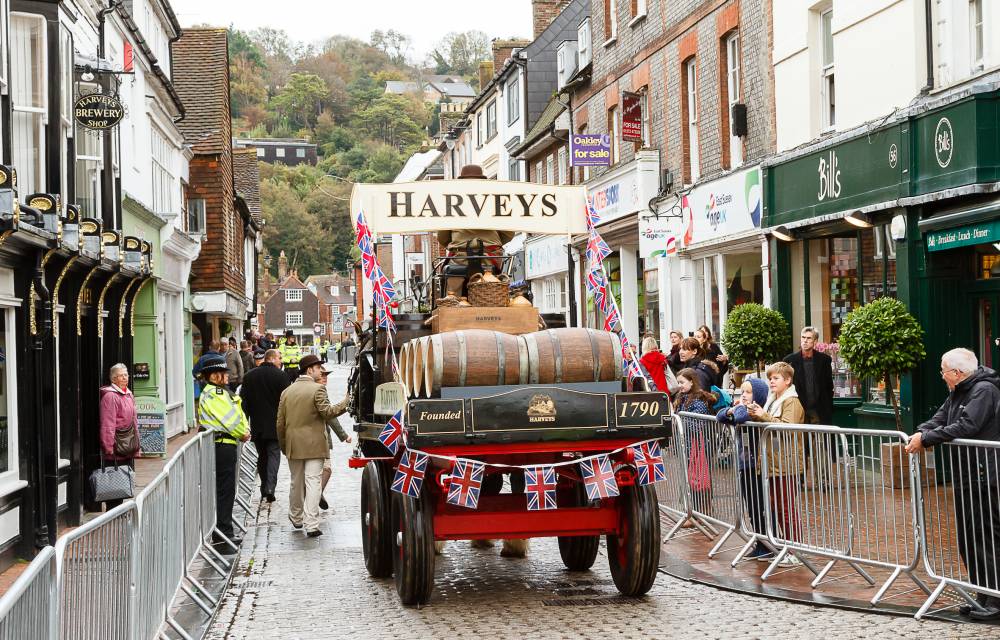 HM The Queen and HRH the Duke of Edinburgh Harvey's Brewery 2013